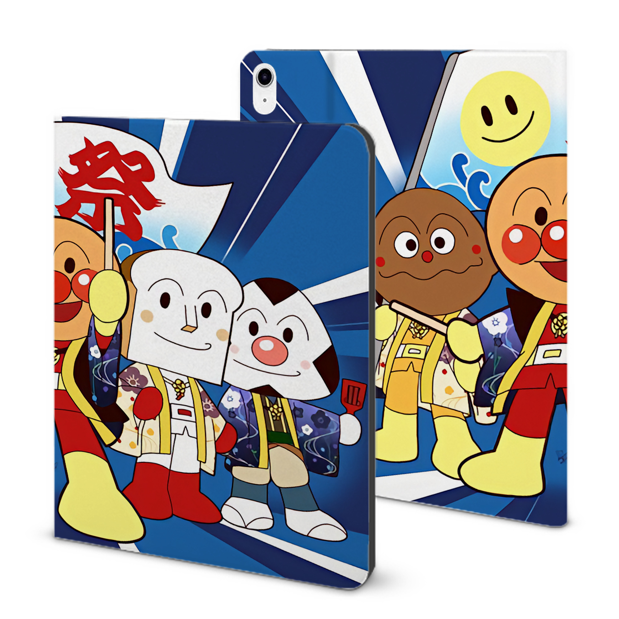 （画像用） アンパンマン Anpanman IPad ケース ブック型 PUレザー TPU 耐衝撃 軽量 薄型 ペン収納なし 全面保護 IPad 各モデル対応